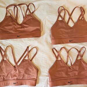 Lot 4 Women Nike DriFit Small Strappy Shimmer Copper Sportsbras